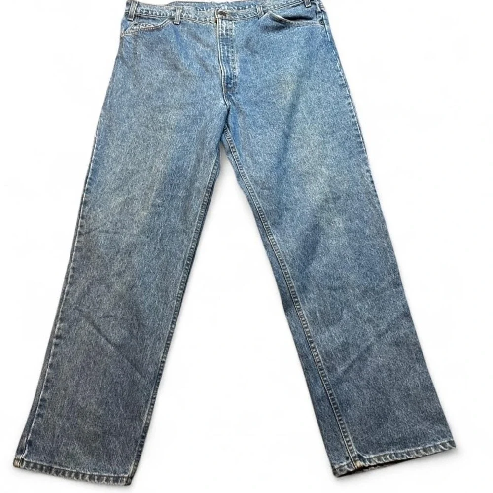 Vintage Levi's 540 leather patch 90s Relaxed Fit Blue Denim Jeans‎ fit 41x32